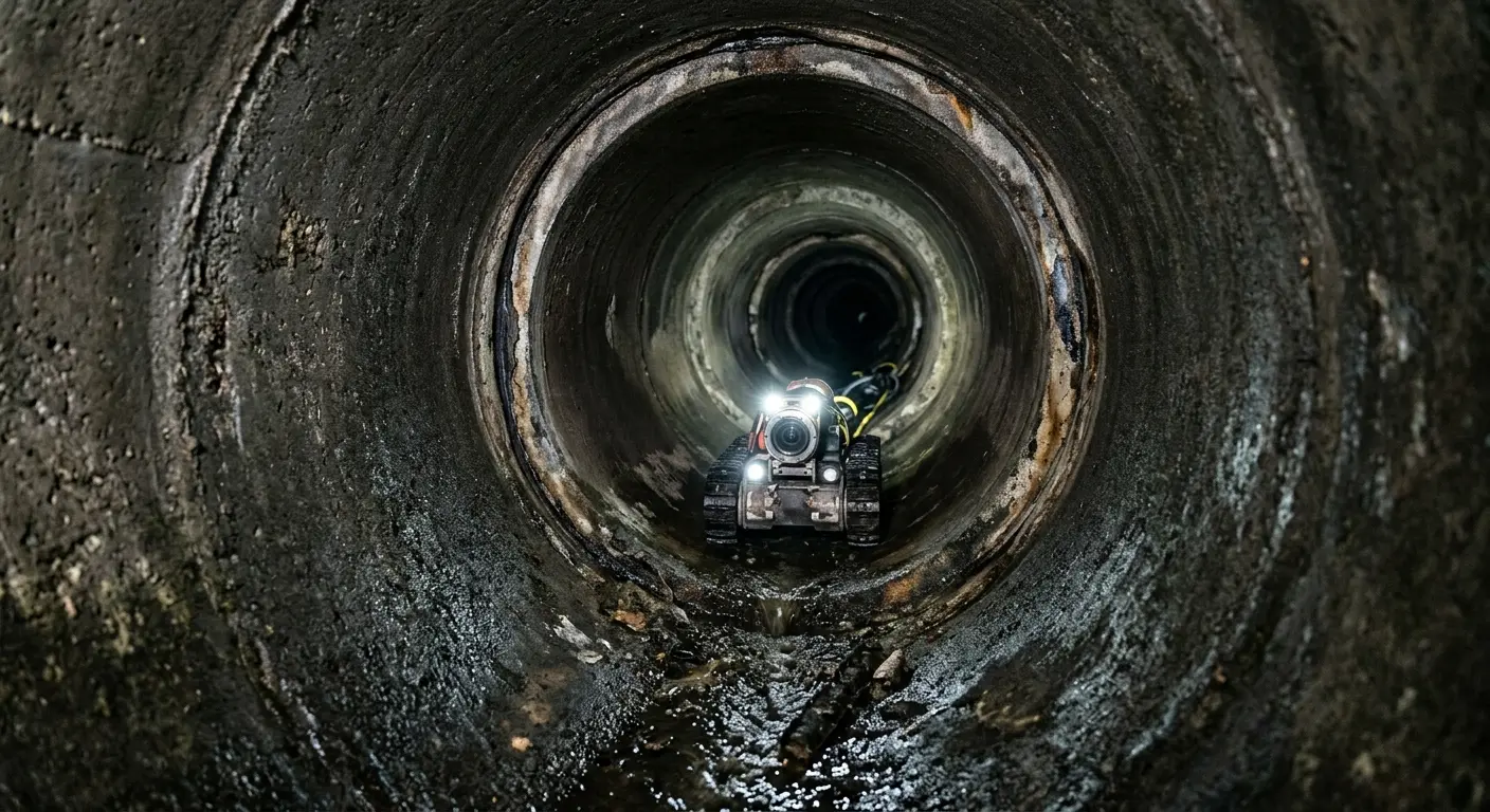 Robotic sewer camera inspecting pipe interior for Sewer Line Repair in Oak Creek